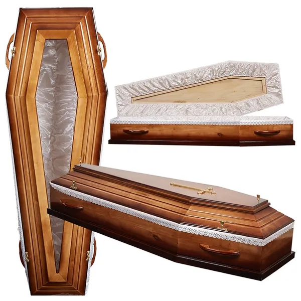 Sicriu din lemn tei cu sticla BEN14